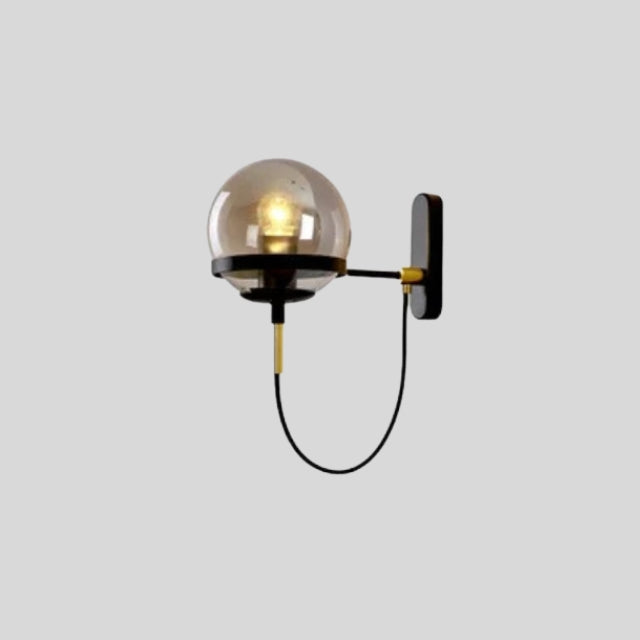 Modern minimalistisk vägglampa med en sfärisk skärm