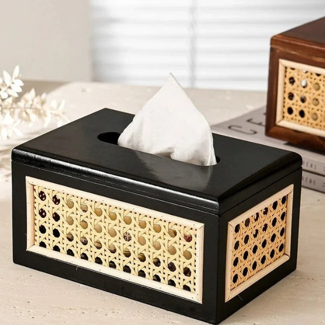 Elegante Japandi-Stil Rattan Taschentuchbox