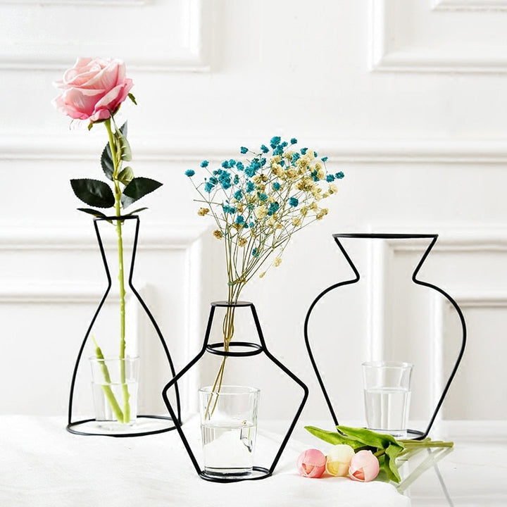 Ivy moderna geometriska glasvaser med metallramar