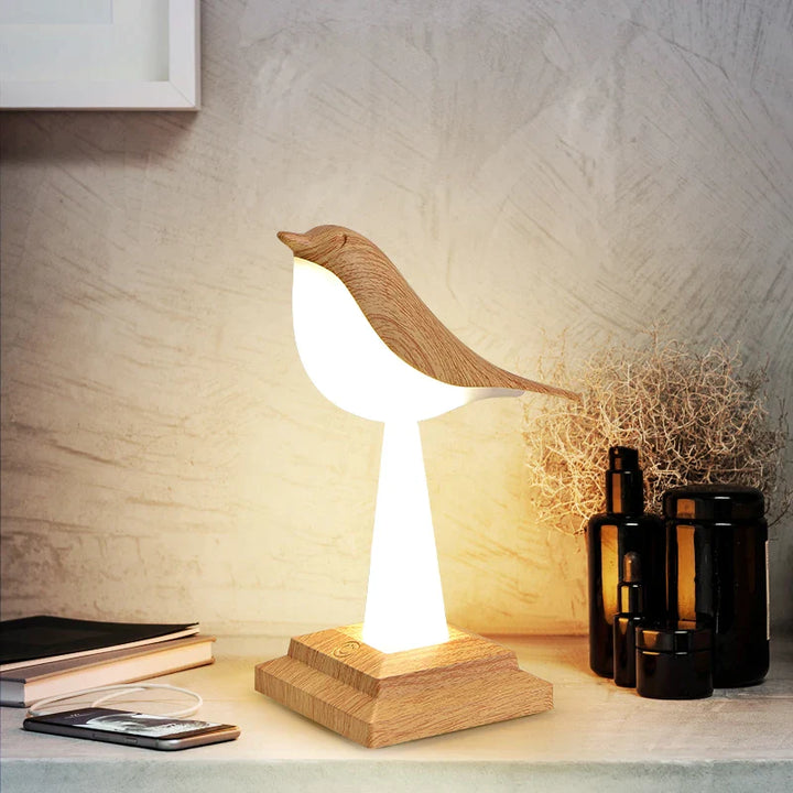 FeatherLamp - Ekster fågel bordslampa