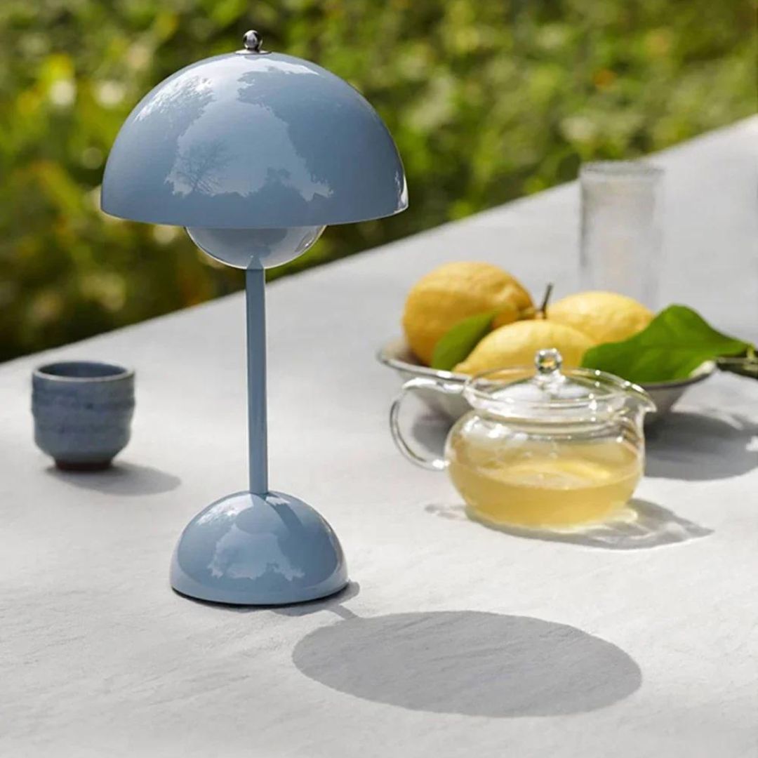 blaue tischlampe retro look outdoor 