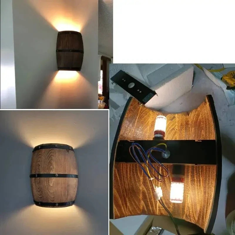 RusticBar - Wood Barrel Vägglampa